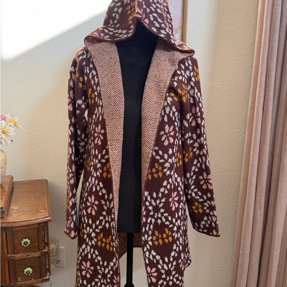 Cozy Floral Hooded Cardigan